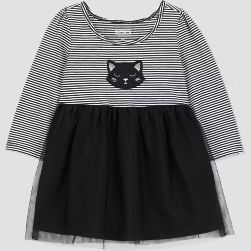 Carter's 6 Months Baby Girl Halloween Cat Tutu Dress Set Stripe Pink Black Cute‎ - Picture 3 of 4